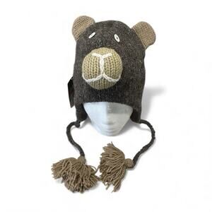 New-Bear Beanie Cap/Hat 100% Lambs Wool Warm Knit Cute Ski Winter Wear